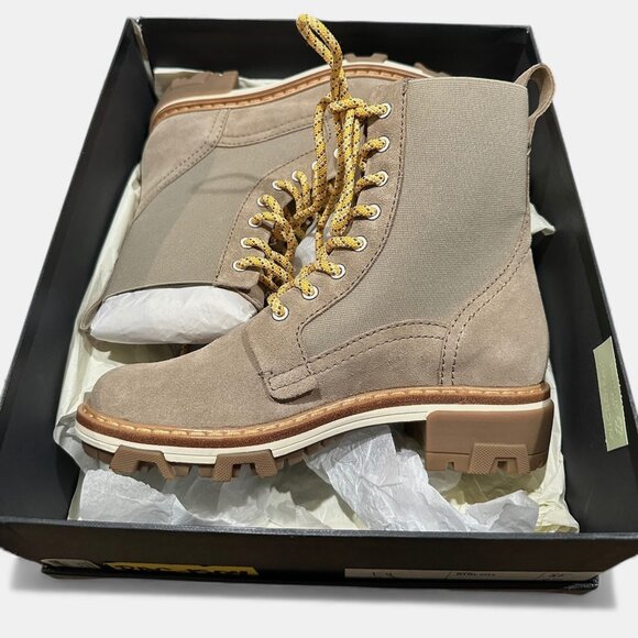 rag & bone $ 595 Shiloh Leather Suede Combat Boots Light Sand Women’s 7 EU 37 - Picture 8 of 13